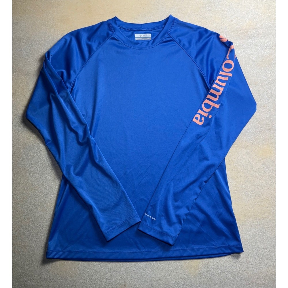 Columbia PFG Long Sleeve Sun Shirt Blue Omni-Shade Performance Top Small-2411